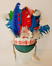 Vintage 1960s Native American Indian Headdress Made By The Cherokees W/Tomahawk