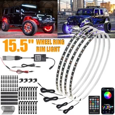 4X 15.5" LED RGB Wheel Ring Lights For Truck Car Rim Light Bluetooth APP Control