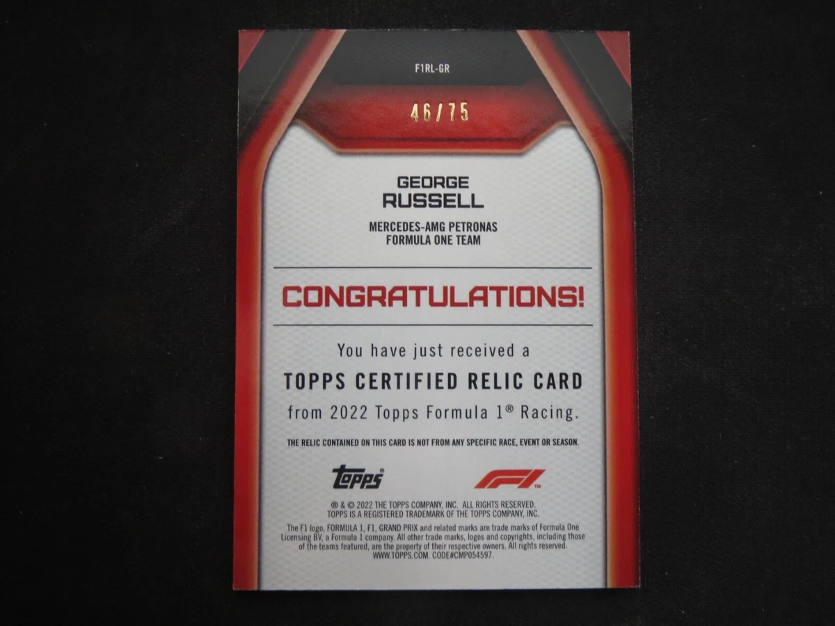 2022 Topps Formula 1 Racing Green F1 Relics George Russell 46/75