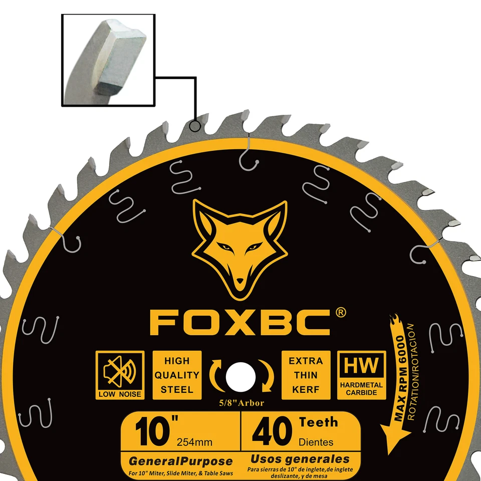 FOXBC 10 Inch Ultimate General Purpose Table Saw Blade, 40-Tooth Wood Cutting - Image 2 of 4