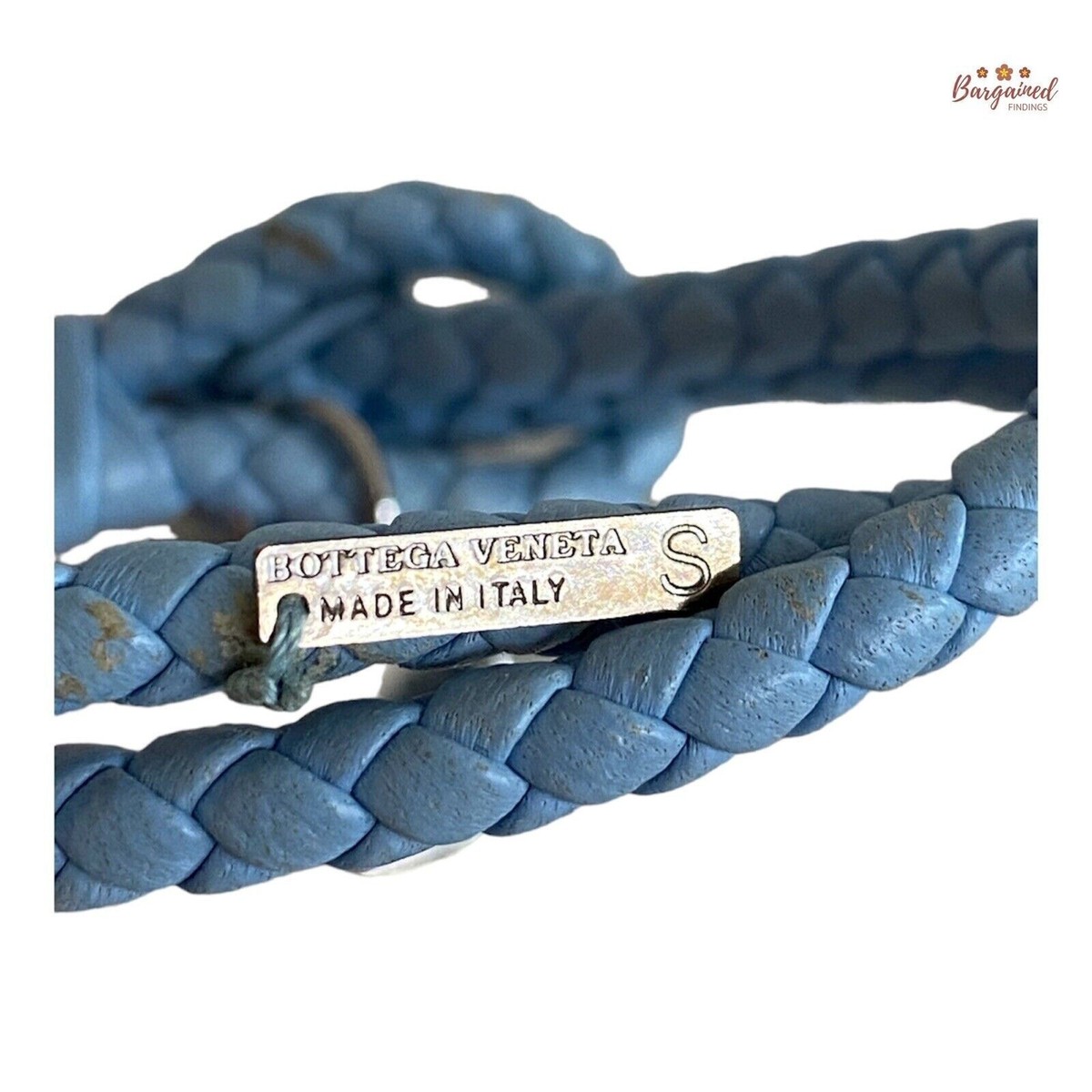 Authentic Bottega Veneta Blue Nappa Intrecciato Braided