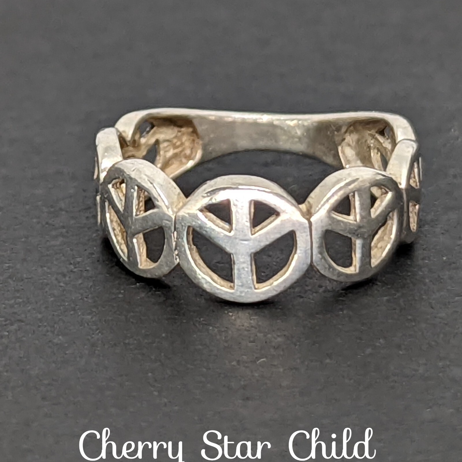 Solid sterling 925 polished silver thick peace ba… - image 1