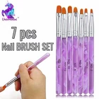 7pcs Purple NAIL BRUSH SET Acrylic UV Builder Nail Gel Polish Art Painting KIT