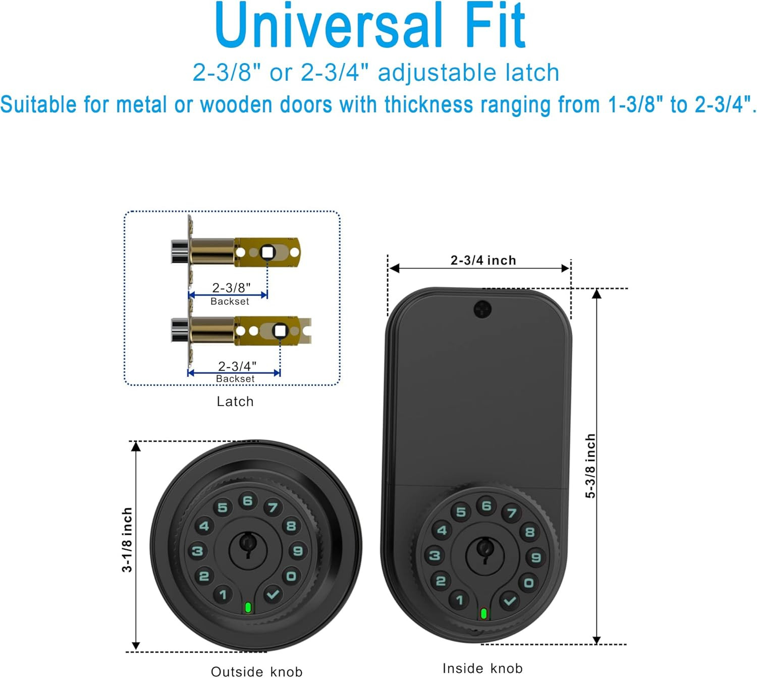Double Sided Keypad Door Knob with Keyless Entry - Smart Door Lock for Outdoor