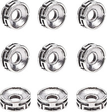 100Pcs Tibetan Spacer Beads, Carved Flat round Beads Antique Silver Beads 7.5X3M