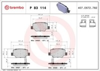 Brembo P 83 114 Bremsbelagsatz, Scheibenbremse FüR Toyota