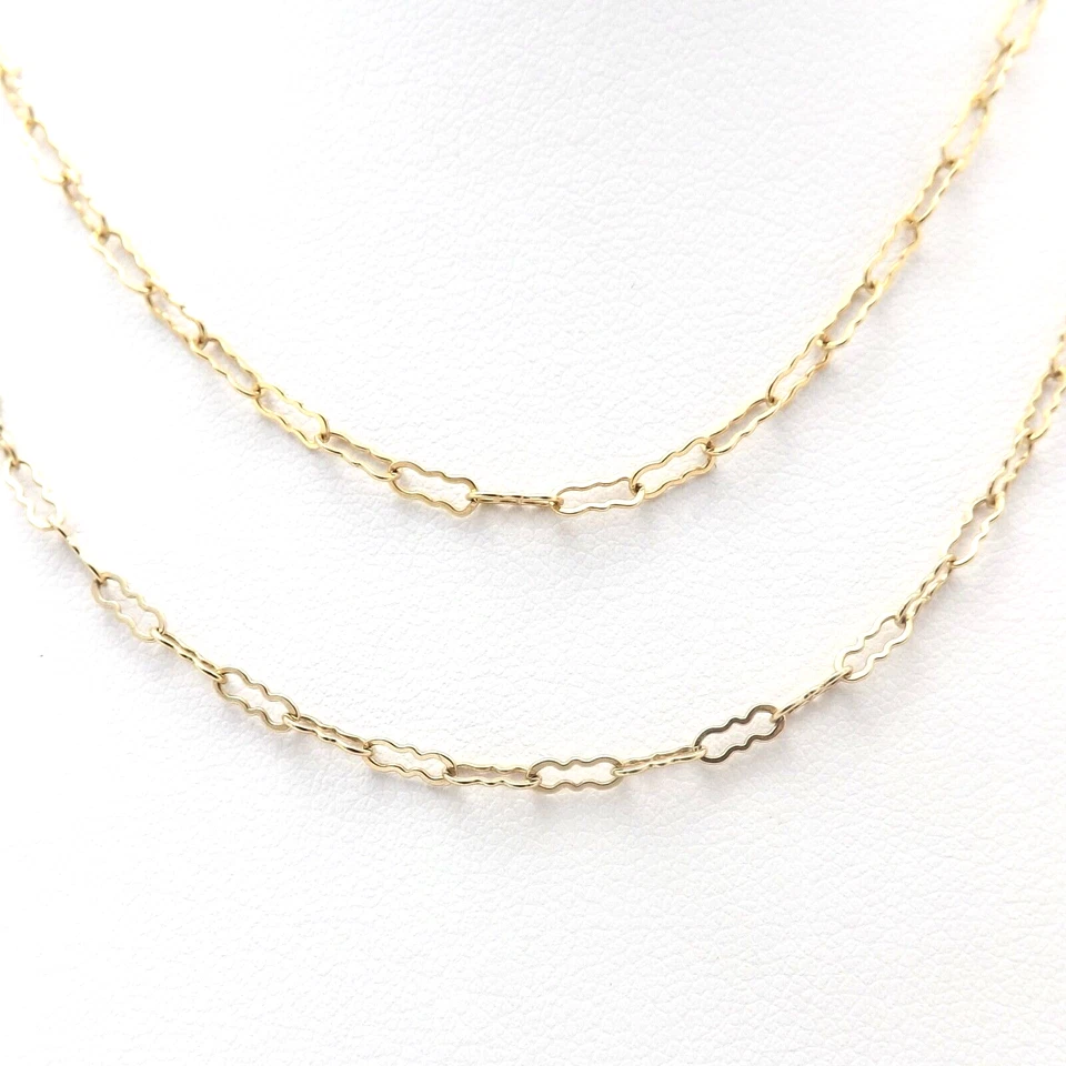 Gargantilla collar cadena doble capa esqueleto relleno de oro 12k esqueleto ojo de cerradura 15 pulgadas