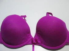 Elle Macpherson Bra Size 32DD Purple Underwired Lined T-Shirt Adjustable Beaded
