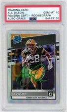 AJ Dillon Signed Donruss Optic Silver Holo Rookie Card PSA *GEM MT 10 AUTO*
