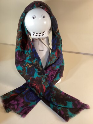 Multicolor Printed Rayon Scarf Floral Pattern Rectangular
