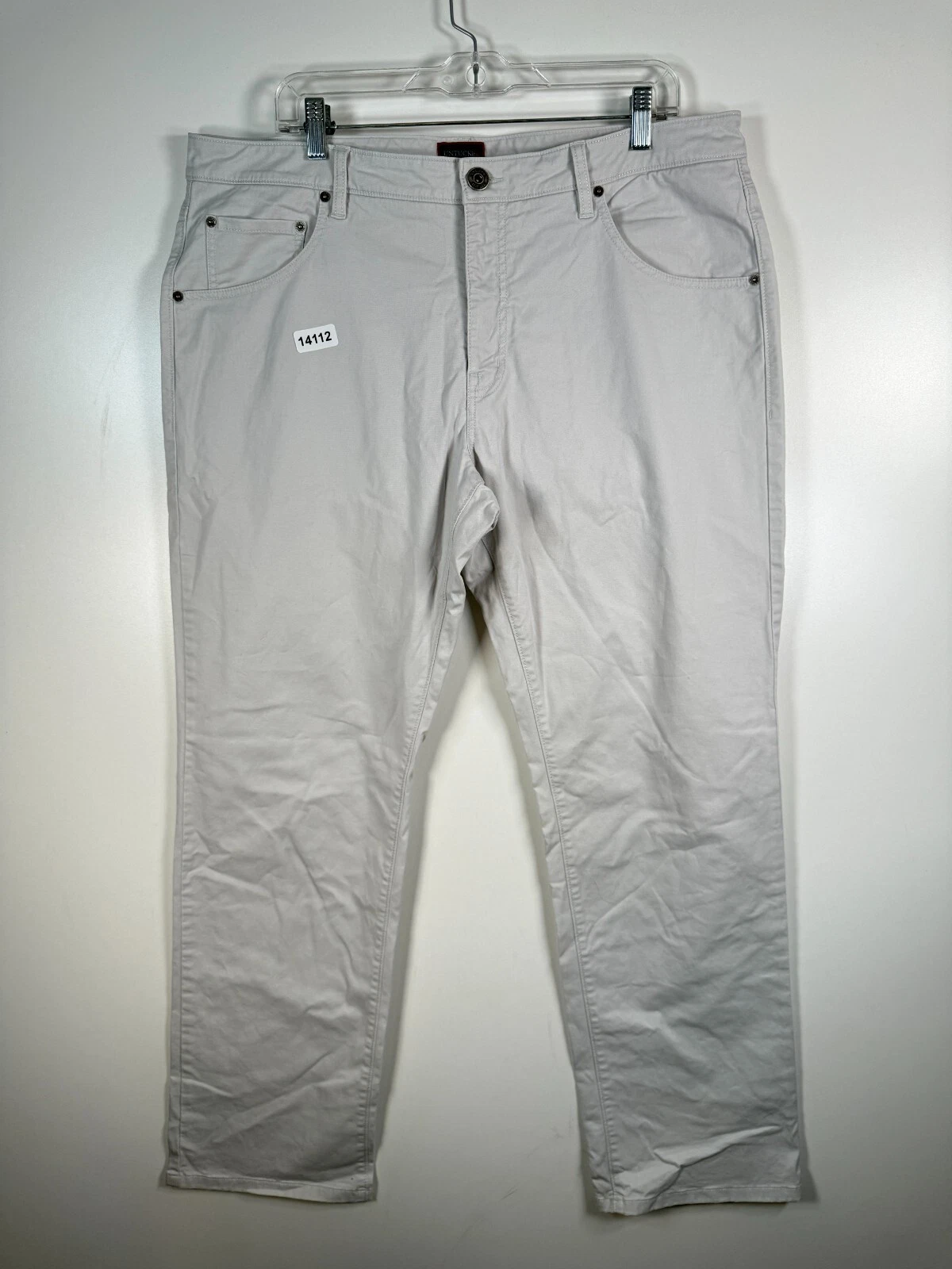 Untuckit Mens Straight Leg Relaxed Fit Flat Front Chino Pants Gray Sz 38x32