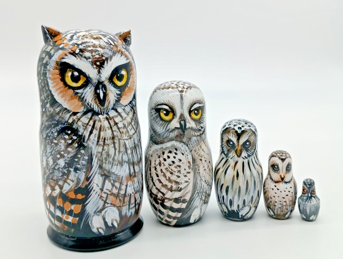 Owl nesting doll, luck symbol, wealth, longevity, money, happiness