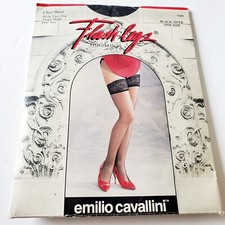 NEW Flash Legs Black LACE TOP STOCKING One Size THIGH HIGH 9300 Emilio Cavallini