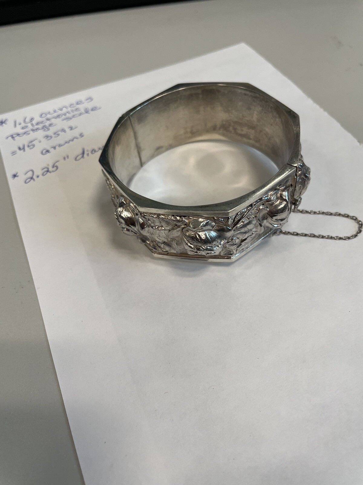 SOLID STERLING SILVER WIDE BANGLE STYLE BRACELET … - image 2