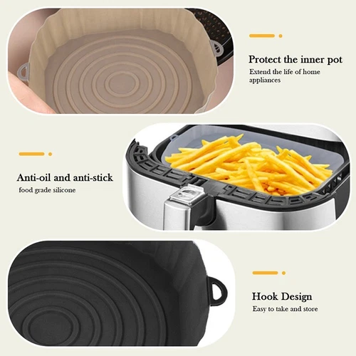 Air Fryer Silicone Pot Basket Oven Baking Tray Non Stick Liners Replacements SML - Picture 4 of 14