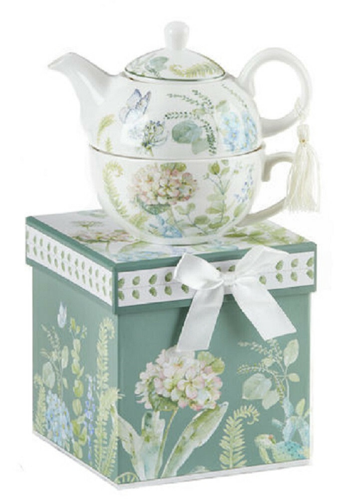 Delton Products Hydrangea Porcelain Tea for One Set in Gift Box 5.8" eBay