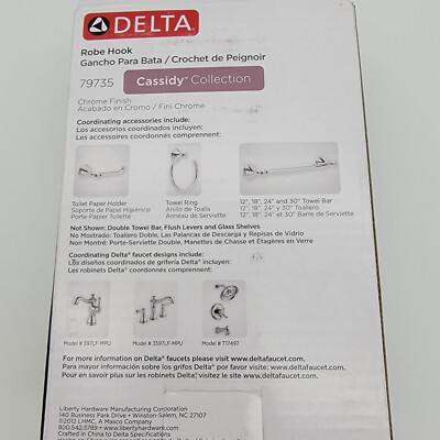 Delta Cassidy Double Towel Hook Bath Hardware Accessory In Polished Chrome 79735