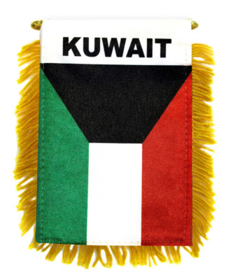 1 Dozen Kuwait Mini Banner Flag 4x6in International Rear view Mirror Flag