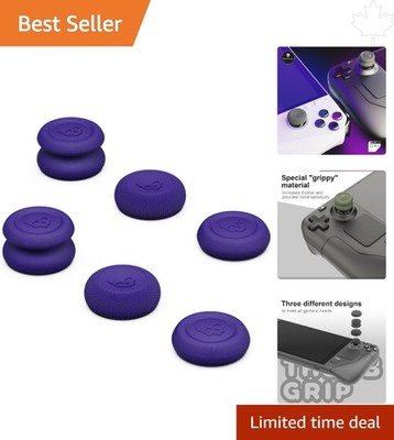 Enhanced Joystick Cap Grips Set for Steam Deck & ROG Ally - Purple, 6-Piece