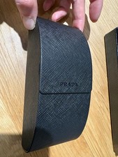 New Prada XL Flip Top Eye/Sunglasses Saffiano Hard Case, Cloth, and Documents