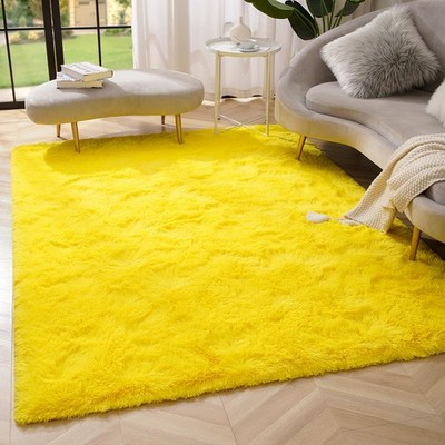 Amearea Premium Soft Fluffy Rug 4x5.3 Feet, 4' x 5'3'' (Rectangular), Yellow 