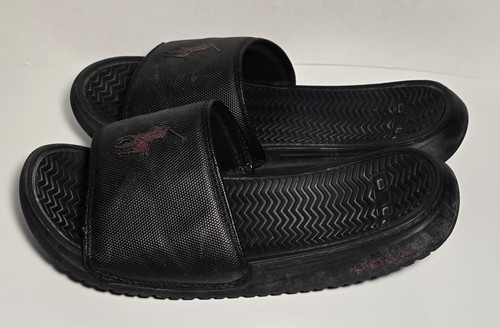 Polo Ralph Lauren Leather Slides Mens Size 9 Black - Bild 3 von 3