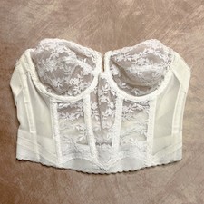 Vintage 80s Backless Young Smoothie Floral Lace Corset Bustier Top Lingerie