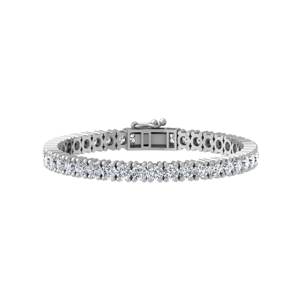 "10k White Gold 2Ct Round Lab Grown Diamond Tennis Bracelet For Women 7\""