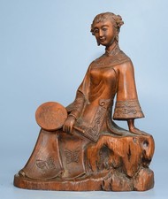Exquisite boxwood fan beauty ornament