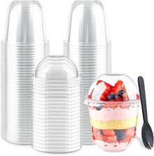 Zezzxu 50 Pack 12 oz Plastic Dessert Cups with Dome Lids No 12 oz, Clear
