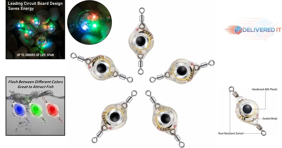 Surtido de señuelos de pesca LED cucharas de caída profunda luces intermitentes submarinas arrastre Foto 2 de 4