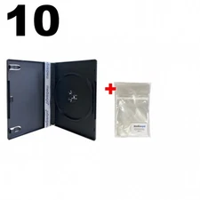 10 STANDARD Black Single DVD Cases 14MM (Machinable Quality) & 100 OPP Bags