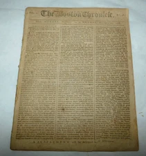 1768 "The Boston Chronicle" Colonial Newspaper, William Allen Murder Trial