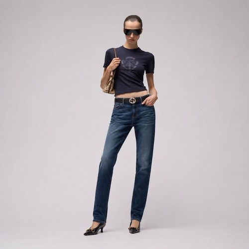 Gucci Women’s Denim Jeans w/ Flora Print Inside Waist IT 40 NWT