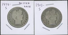 Lot of (2) Coins - 90% Silver Barber Half Dollars - 1898-S & 1903-S