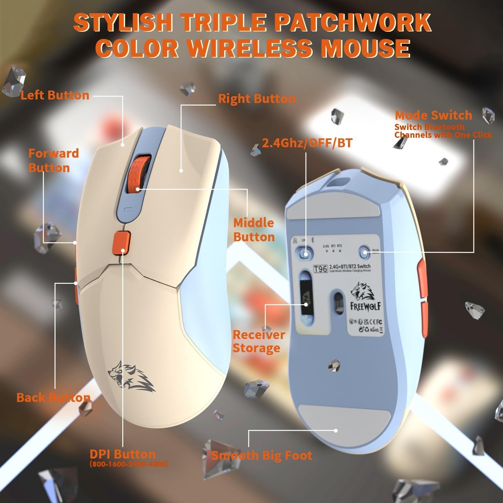 ZIYOU LANG T96 Wireless Gaming Keyboard and Mouse Combo,Dual Bluetooth/2.4G R...