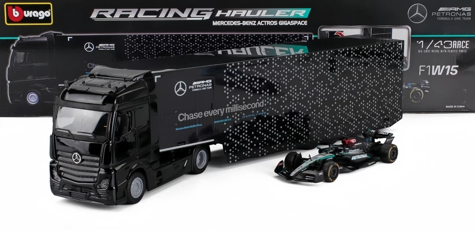 Bburago 1:43 Mercedes-Benz Actros Gigaspace & F1W15 #63 Russell – Racing Hauler - Image 3 of 4