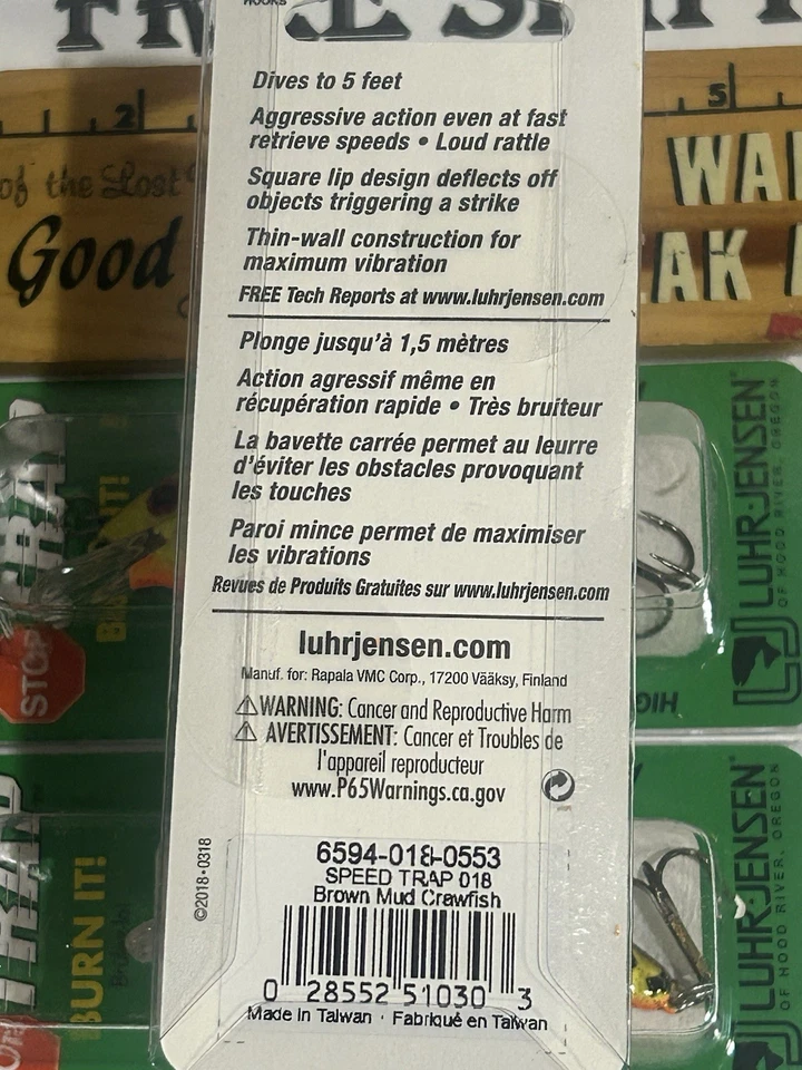 LOT OF 3 LUHR JENSEN 1/8 OZ. SPEED TRAP CRANKBAITS BROWN MUD CRAWFISH NIP - Image 3 of 3