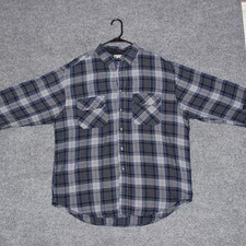Vintage Northwest Territory Plaid Flannel Lined Shirt Jacket Mens L Blue Gray