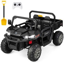 24V Kids Ride On Dump Truck 2-Seater Electric Truck w/ Shovel Music Black
