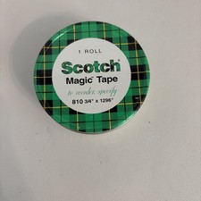 Vintage Scotch Magic Tape Green Plaid Metal Tin Made In USA SEALED
