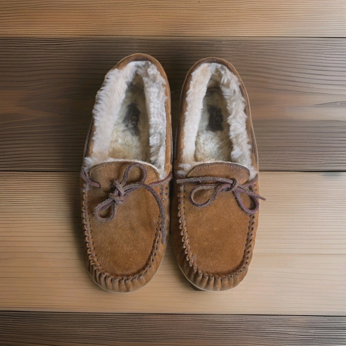 UGG Chestnut Brown Suede Moccasin Slippers with Shearling UGG Dakota Chestnut Moccasins UGG Australia | Mercari main image 4