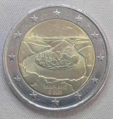 2 Euro Münze Deutschland Saarland D 2025 J, 2 Euro Coin Germany D 2025 J - Bild 1 von 3