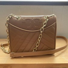 Tory Burch Women Bag Beige Leather Shoulder With Quilted Design Limited Edition