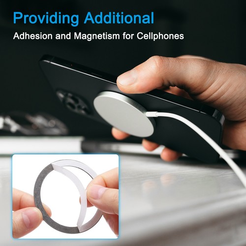 Metal Ring Magnetic Charger Ring Stickers for Phone Case 6 Pack, Gray - Afbeelding 3 van 6