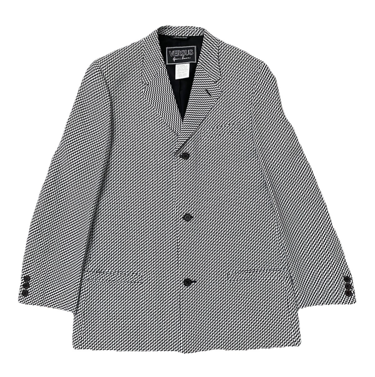 VERSUS by GIANNI VERSACE Blazer Jacket Zig Zag Stripe White Black