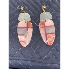 Statement Drop Earrings Pink White Geometric Fashion Jewelry From Italy