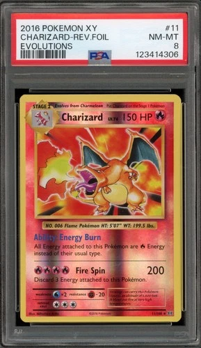 Pokemon Charizard XY Evolutions Reverse Holo Rare #11 PSA 8