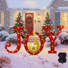 Lighted Christmas Decorations Outdoor, Joy Letter Nativity Scenes Sets, Xmas ...