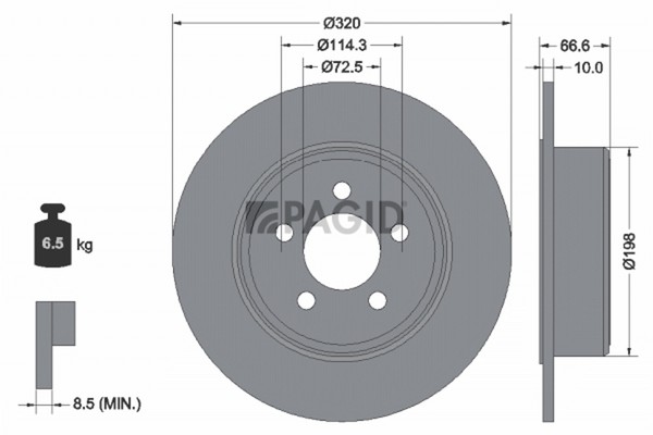 2X Bremsscheibe Pagid 55348NC FüR Chrysler 300C Touring Lx Le Crd Awd SRT8 Dodge-image